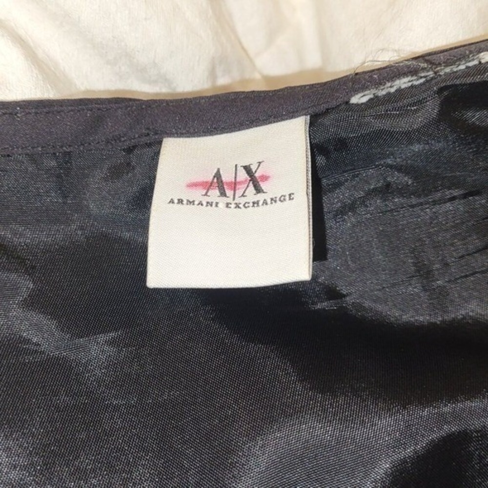 Armani Exchange A/X Black Asymmetric Angle Career Cocktail 100% Silk Skirt 10 - Picture 6 of 9